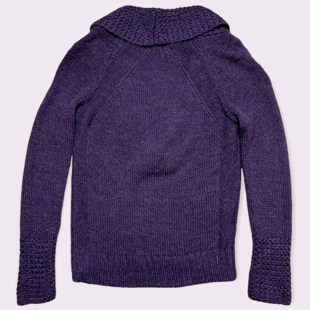 Loft Ann Taylor Alpaca Blend Deep V Shawl Sweater Purple Sz M - Picture 2 of 14